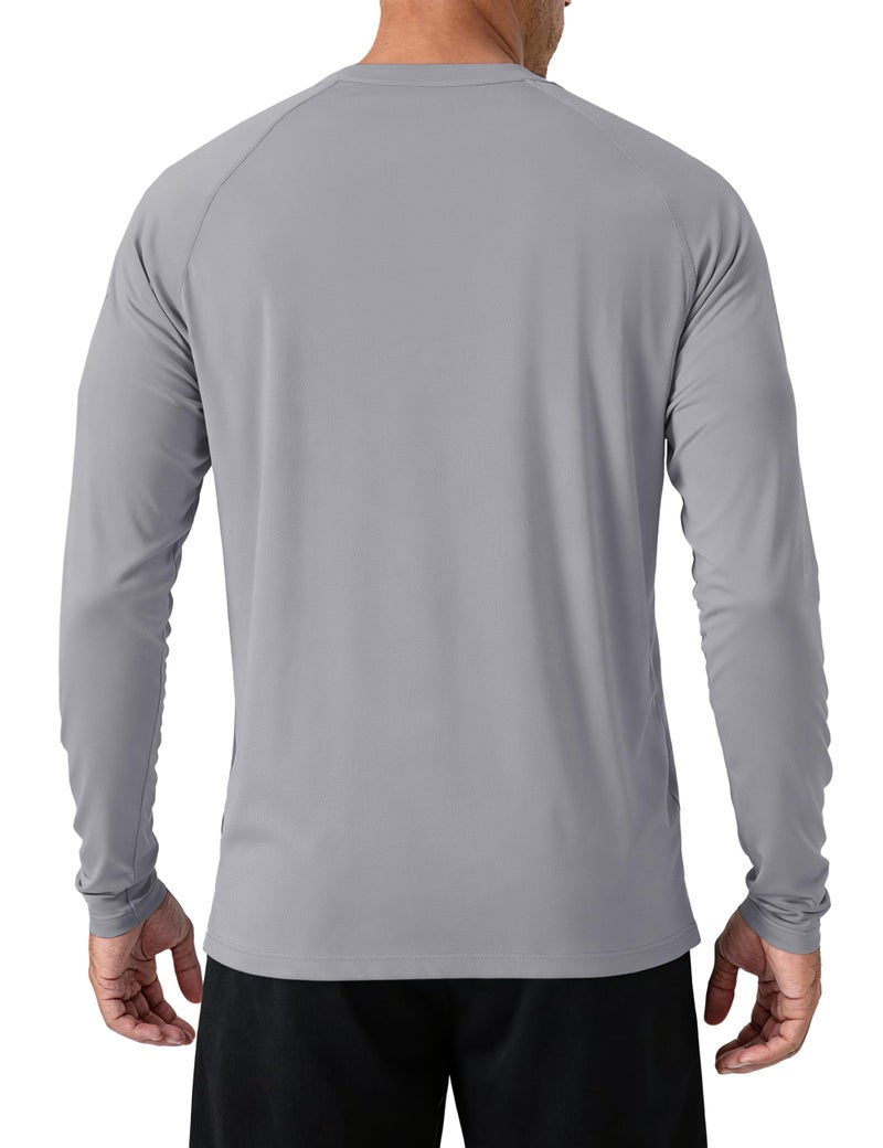 TACVASEN Mens UPF 50+ Long Sleeve Shirts Rash Guard Breathable Quick Dry Athletic Workout Running Tee UV Protection T-Shirt Grey M - Image 5